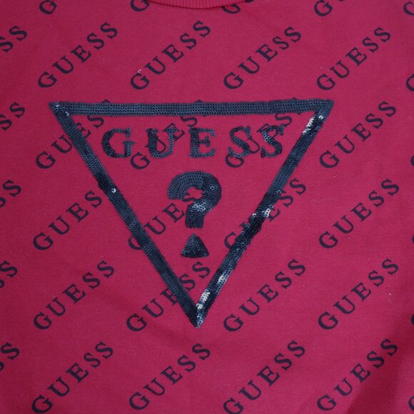 Women's Red Guess Sweatshirt Large Guess Logo Pull String Y2K - Picture 4 of 10